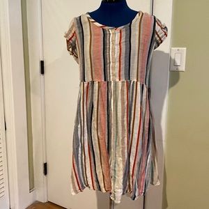 Natural Life Women's Striped Babydoll Dress Size Medium NWT